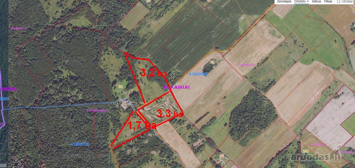 Vilniaus raj. Lukšinės k. parduodama 3.2 ha