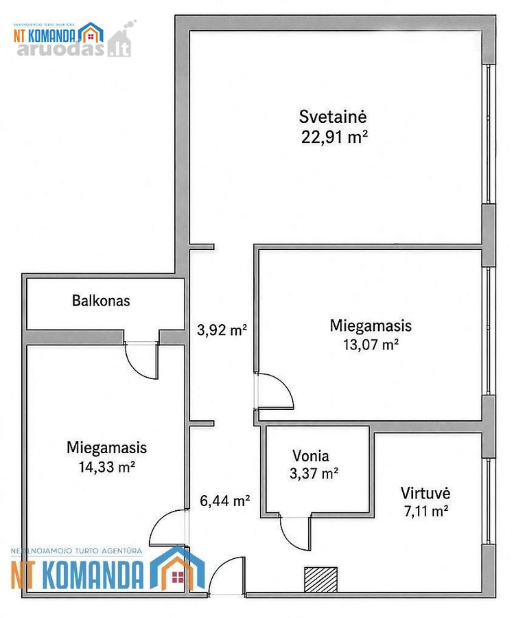 Parduodamas naujai įrengtas 3 kambarių butas, - nuotraukos Nr. 12