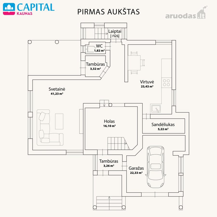 Parduodamas Erdvus Funkcionaliai Išplanuotas - nuotraukos Nr. 24