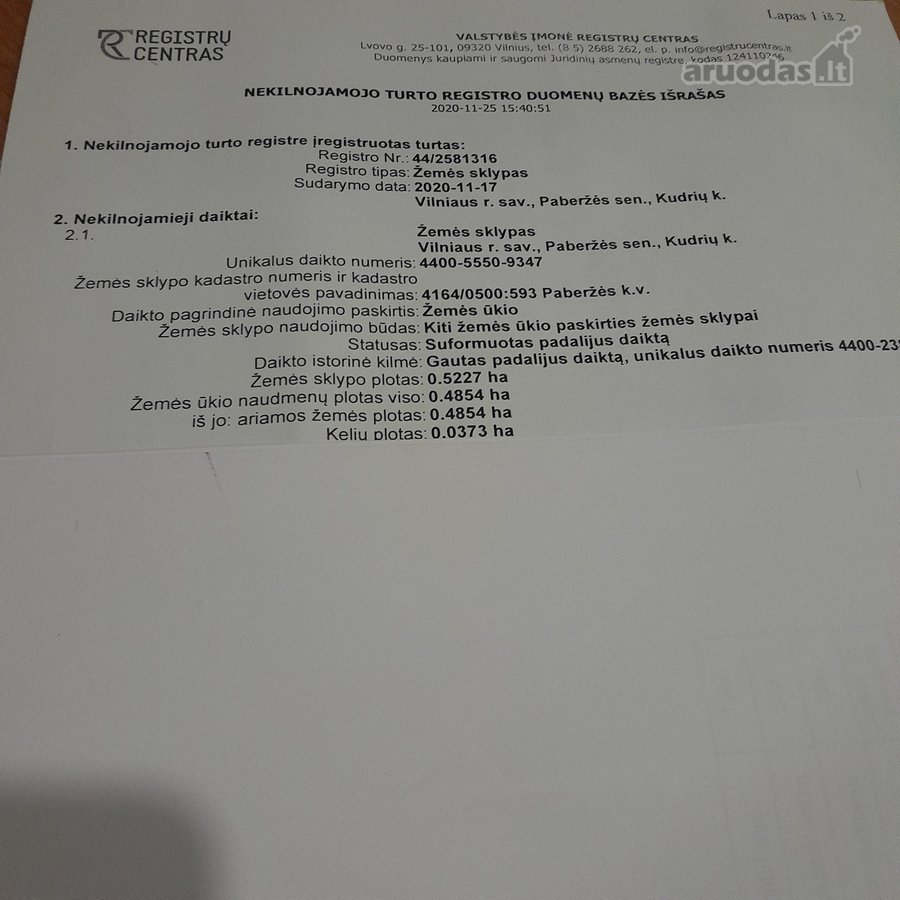 Parduodamas sklypas zemes ūkio paskirties 52