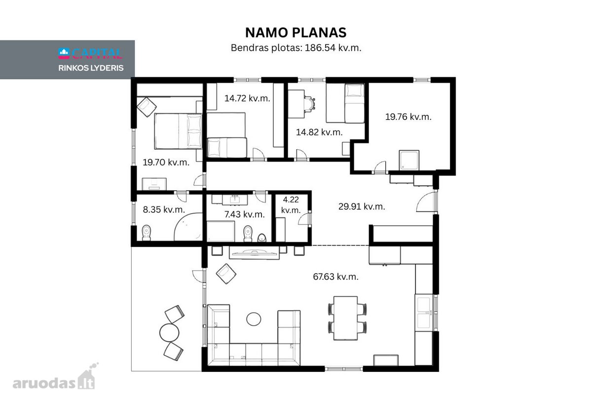 Parduodamas 4 Kambarių Namas Su 12 Arų Žemės - nuotraukos Nr. 23
