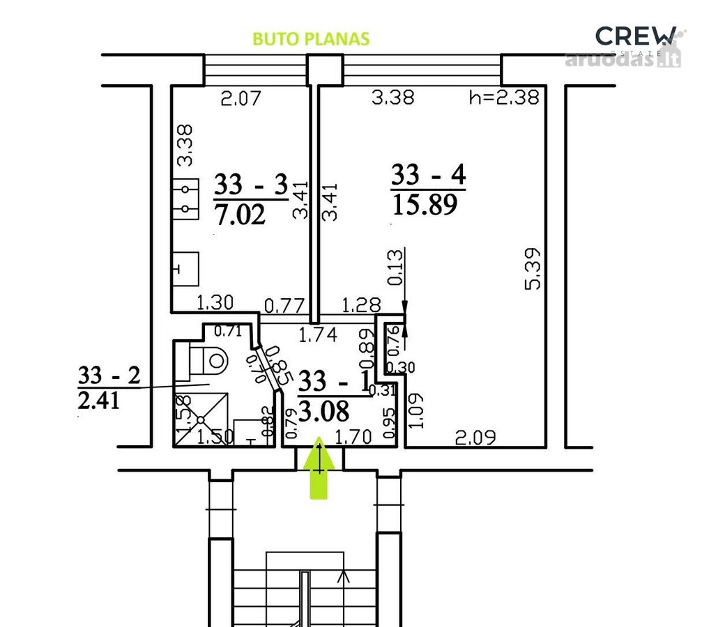 28,4 kv.m. butas, lengvai konvertuojamas į2 - nuotraukos Nr. 6