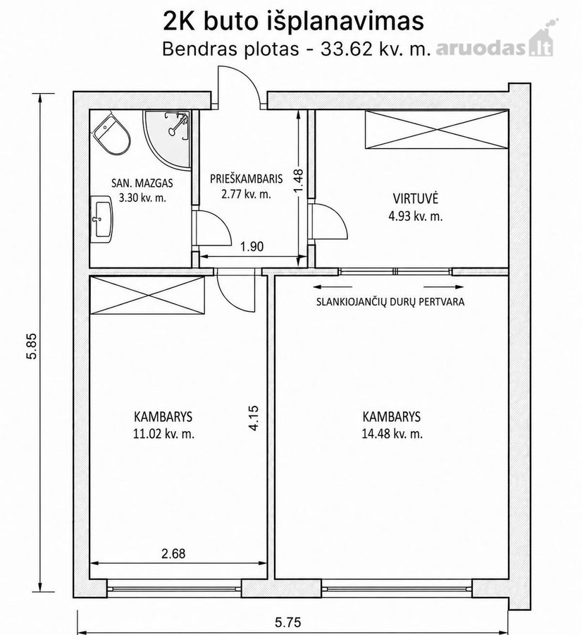 Ieškote tvarkingo ir jaukaus 2 kambarių buto - nuotraukos Nr. 12