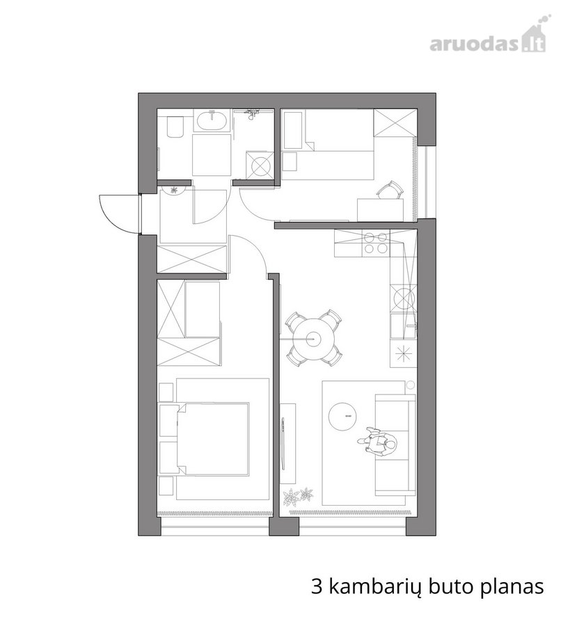 3 kambarių butas Vilniaus rajone prie Asvejos - nuotraukos Nr. 13