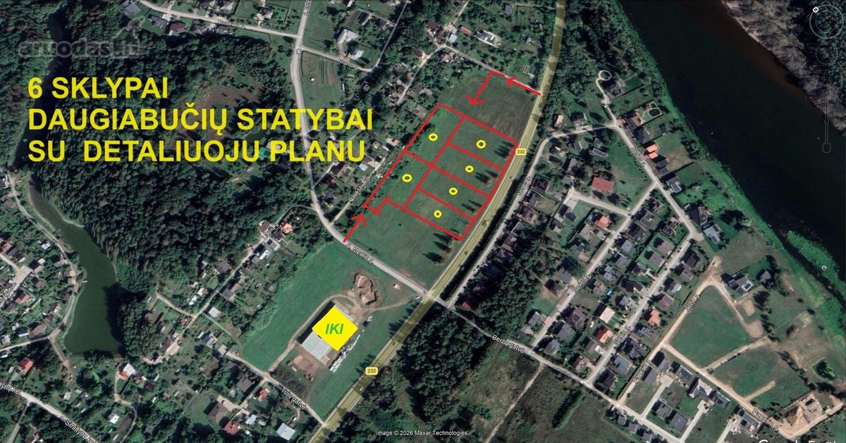 6 sklypai (plotas nuo 39 iki 48 arų, bendras