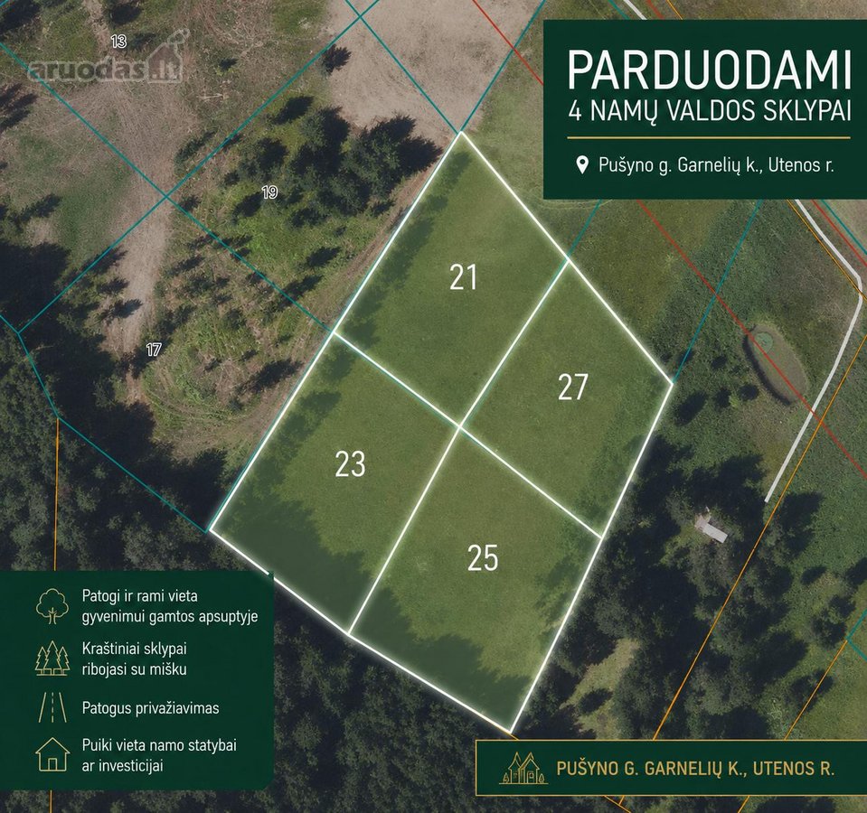 Parduodami erdvūs namų valdos sklypai
