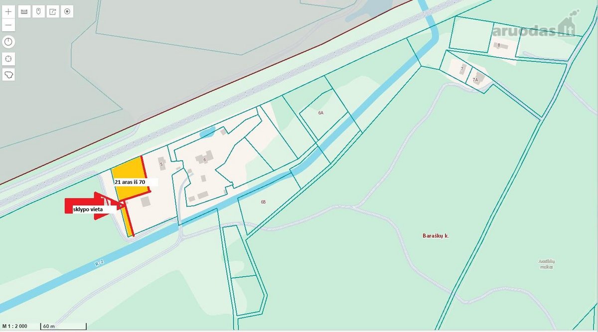 Parduodama žemės sklpo dalis t.y. 21,19 iš 70