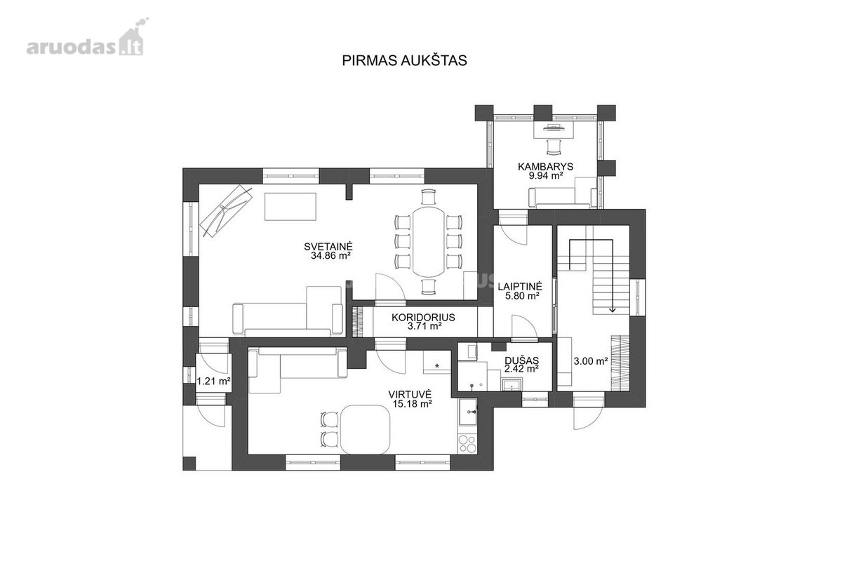 Erdvus, pilnai įrengtas dvibutis namas prie - nuotraukos Nr. 25