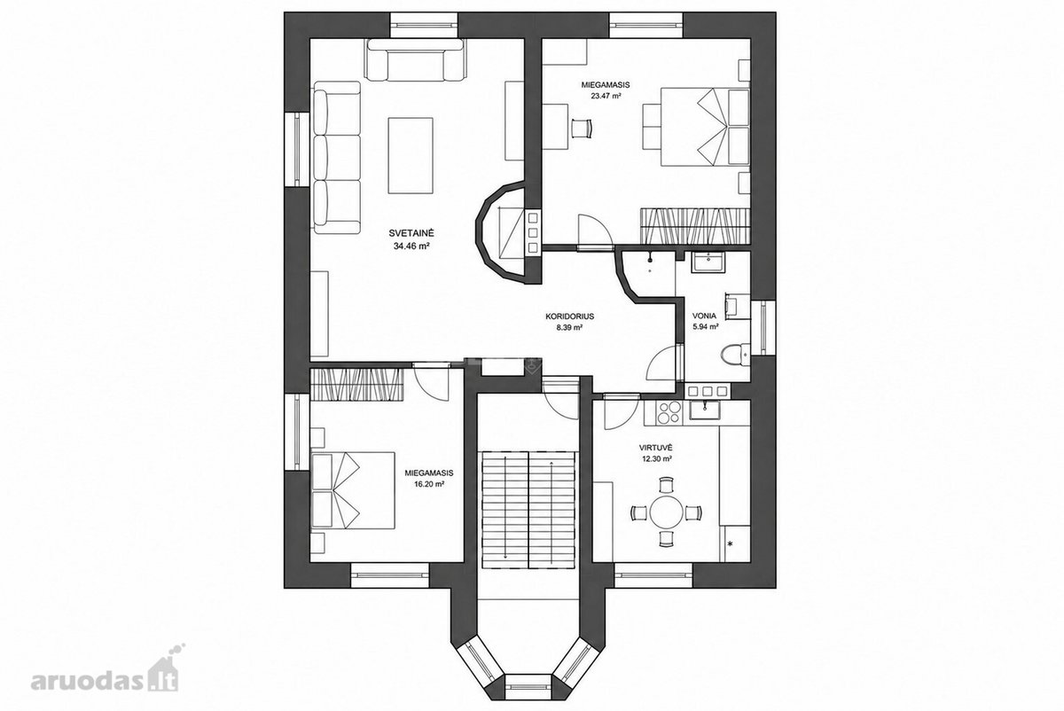 Parduodamas erdvus butas su židiniu, - nuotraukos Nr. 22