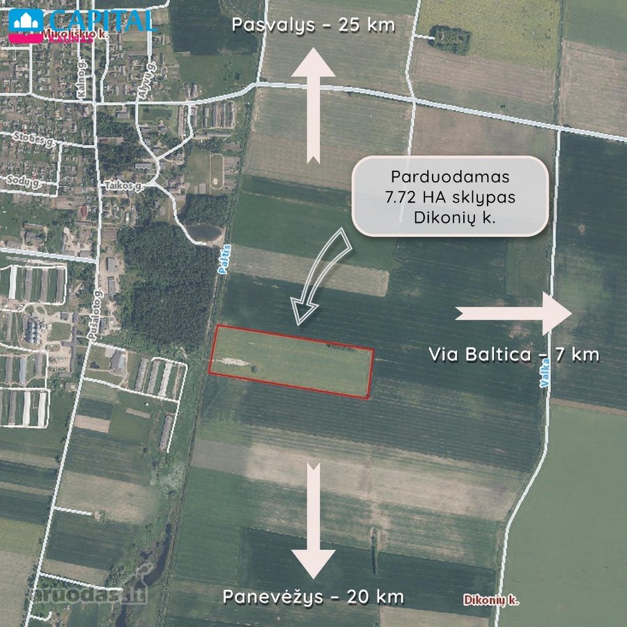 Parduodamas žemės ūkio 7,72 ha sklypas