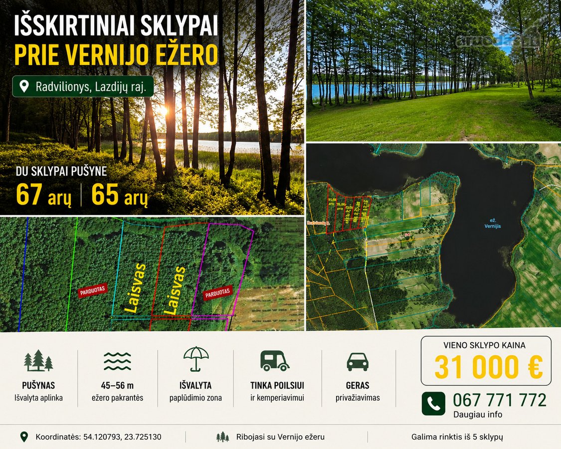 Du sklypai pušyne: 67 arų ir 65 arų, keli - nuotraukos Nr. 7