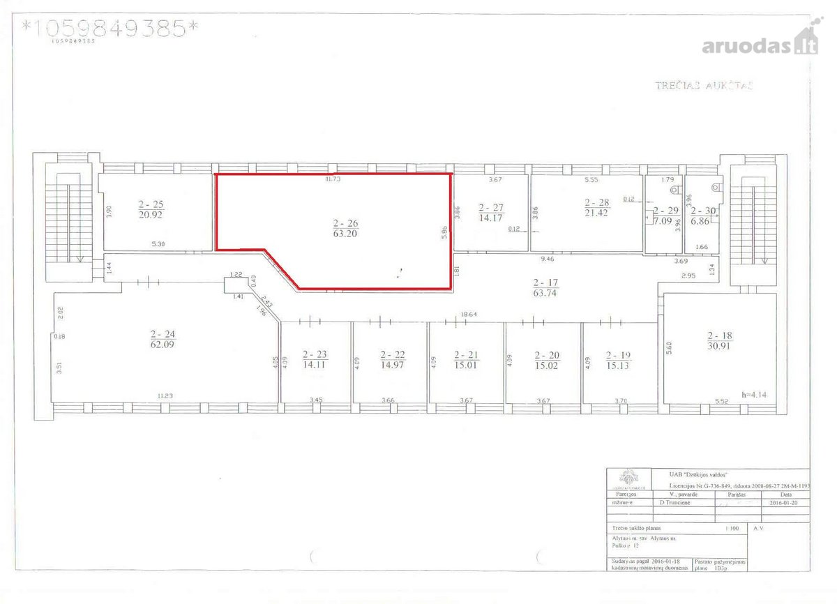 Išnuomojamos 63,2 m2 administracinės Patalpos - nuotraukos Nr. 11