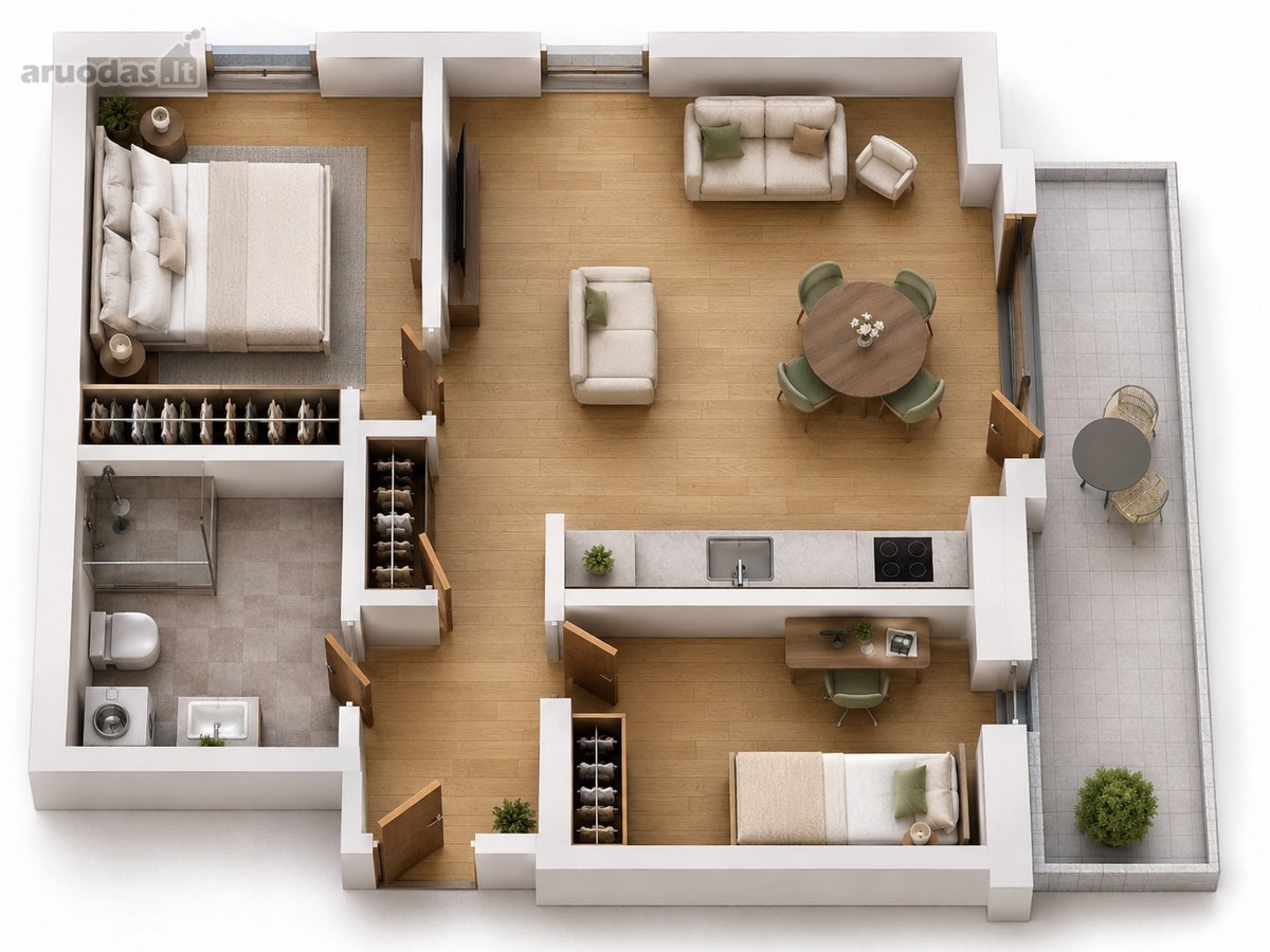 Parduodamas 3 Kambarių Butas Su 12,1 M² - nuotraukos Nr. 7