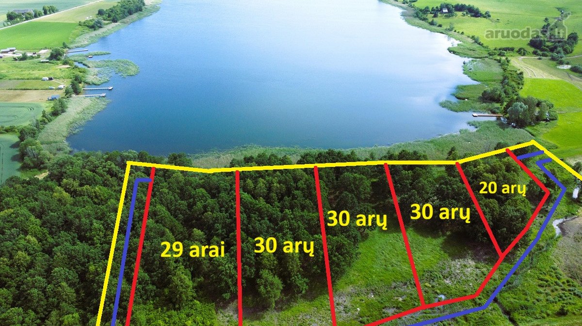 Penki sklypai su Atesio ežero pakrante ąžuolų