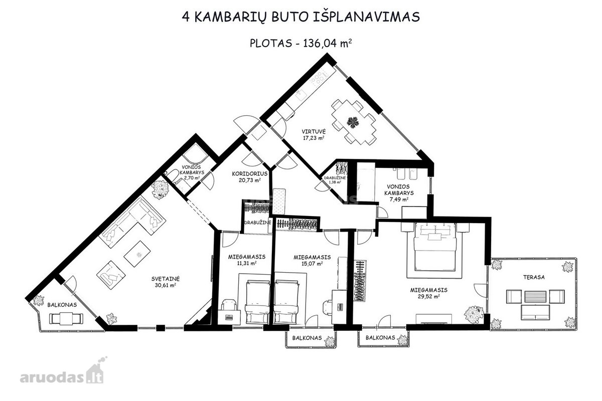 Parduodamas išskirtinis penkių kambarių butas - nuotraukos Nr. 61