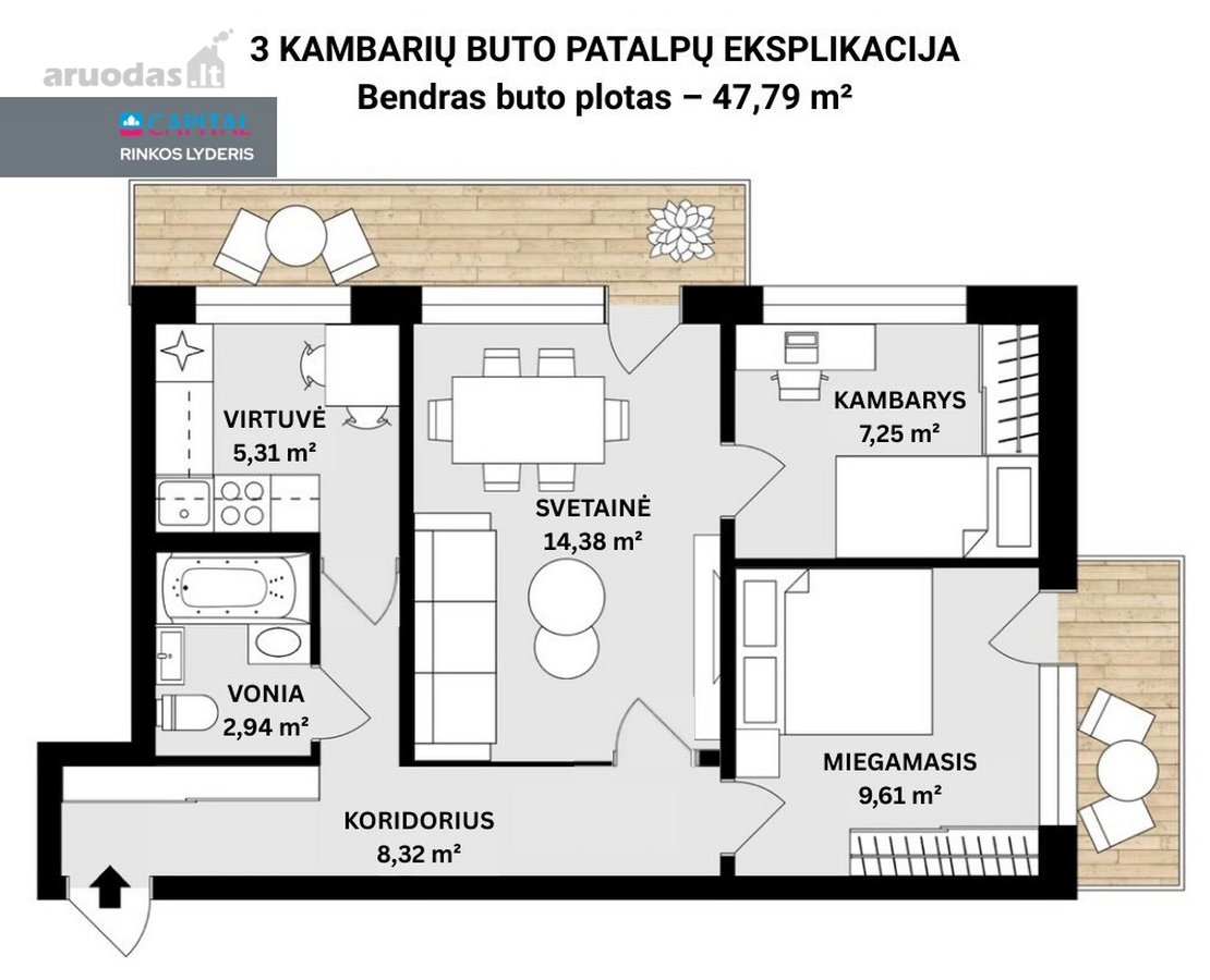 Parduodamas 3 Kambarių Butas Dainavoje, Kovo - nuotraukos Nr. 19