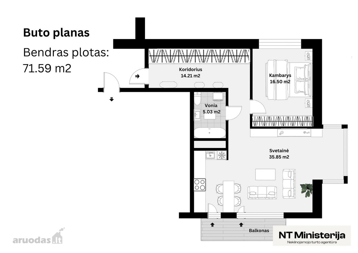 Parduodamas Erdvus 2 Kambarių Butas, Fredoje! - nuotraukos Nr. 26
