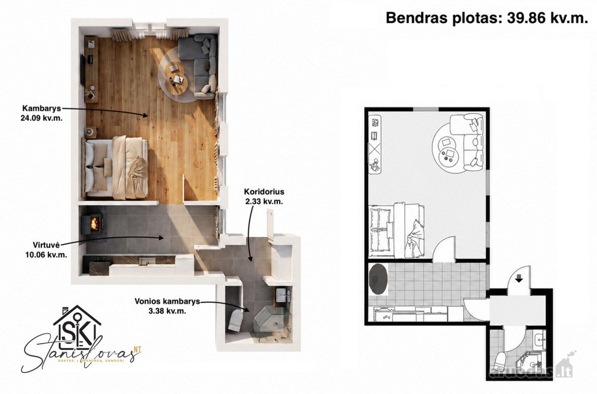 Parduodamas 1 Kambario Butas Su Vaizdu Į - nuotraukos Nr. 6