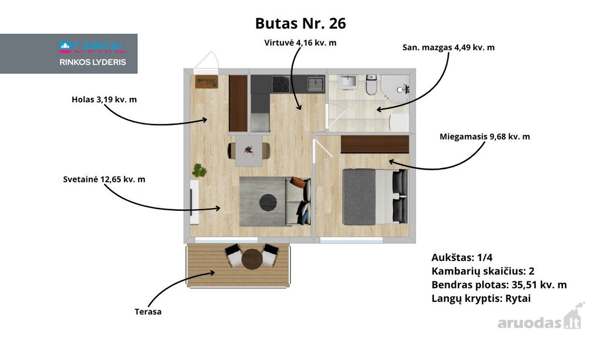 Naujas, Jaukus Ir Ekonomiškas Butų Projektas - nuotraukos Nr. 10