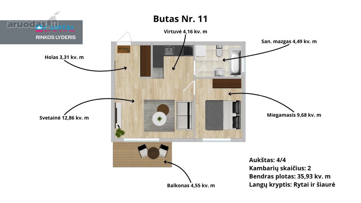 Naujas, Jaukus Ir Ekonomiškas Butų Projektas - nuotraukos Nr. 11