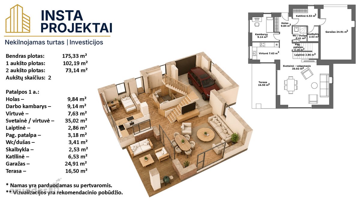 Erdvus 175 M² Vienbutis Namas Su Garažu Ir 10 - nuotraukos Nr. 20