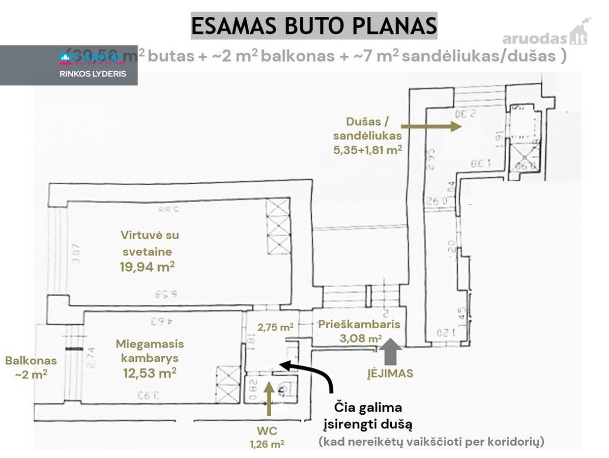 Parduodamas 2 kambarių (arba 1,5 kambario) - nuotraukos Nr. 29