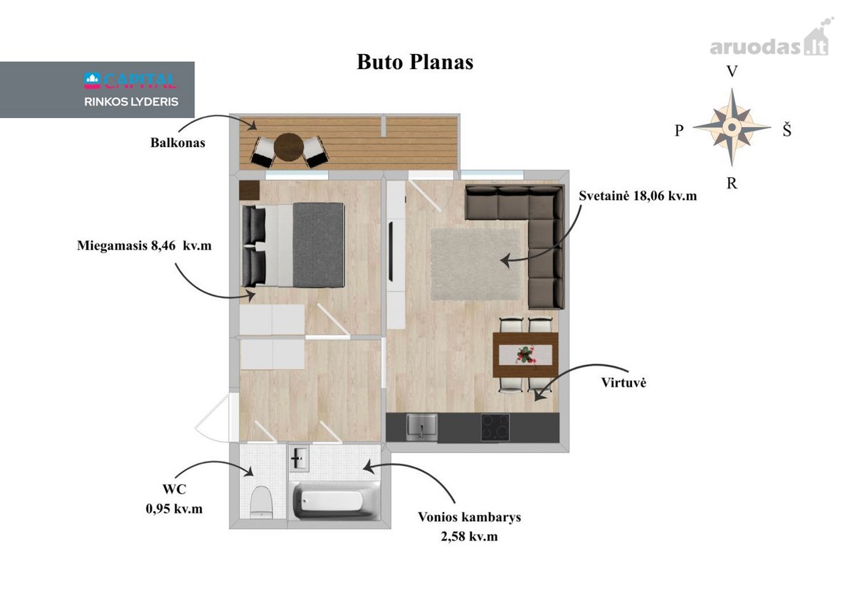 2 Kambarių Išmanus Butas – Vaduvos G., Vilnius - nuotraukos Nr. 23
