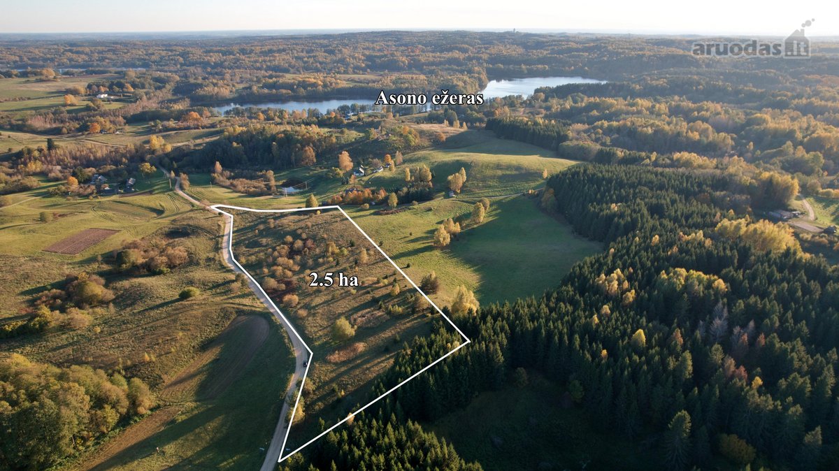 Parduodamas 2,5 ha sklypas 60 km nuo Vilniaus