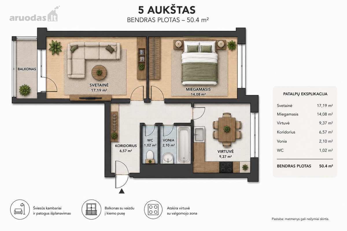 Amberti Nt agentūra parduoda 2 kambarių butą - nuotraukos Nr. 17