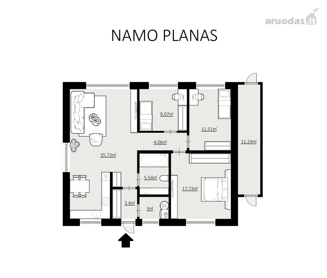 Likę 3 A++ Namai Kretingalėje – 101 M², 3 - nuotraukos Nr. 6