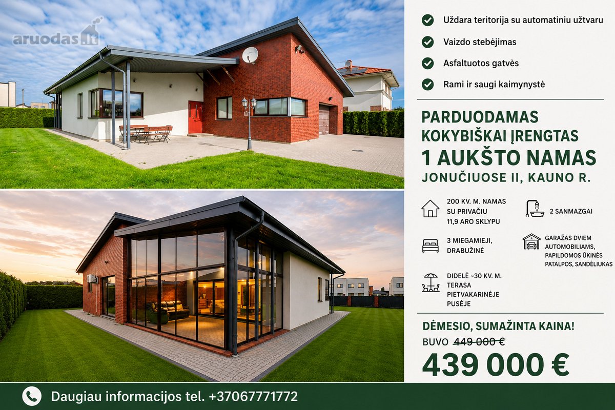 Parduodamas kokybiškai įrengtas 1 aukšto