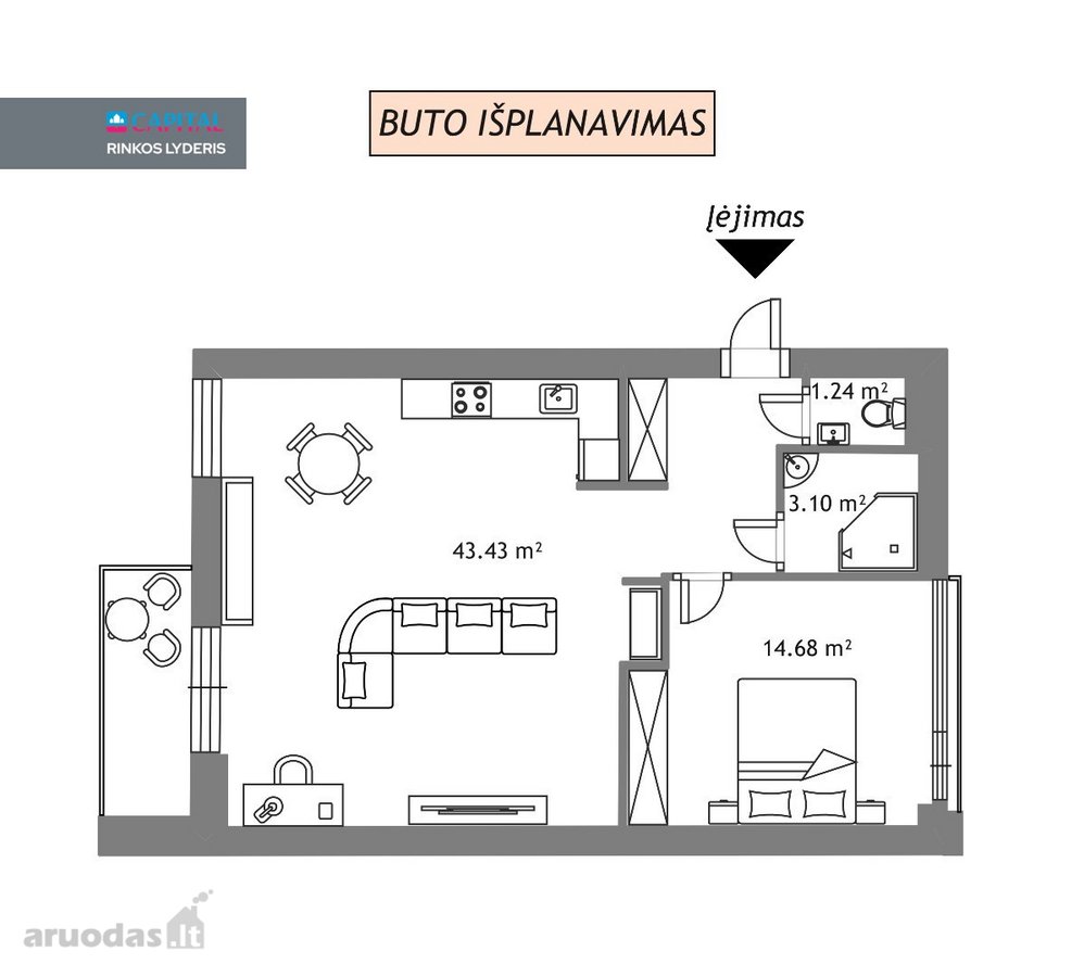 Butas Lengvai Perplanuojamas Į 3 Kambarius! - nuotraukos Nr. 25
