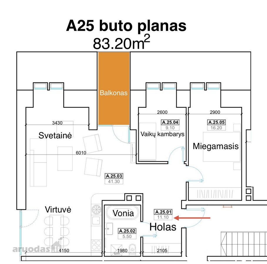 83,20 kv. m butas tiems, kurie ieško ne - nuotraukos Nr. 2