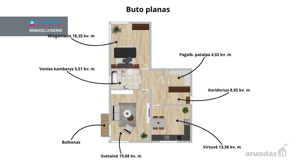 Parduodamas Itin Erdvus Ir Komfortiškas 2-jų - nuotraukos Nr. 14