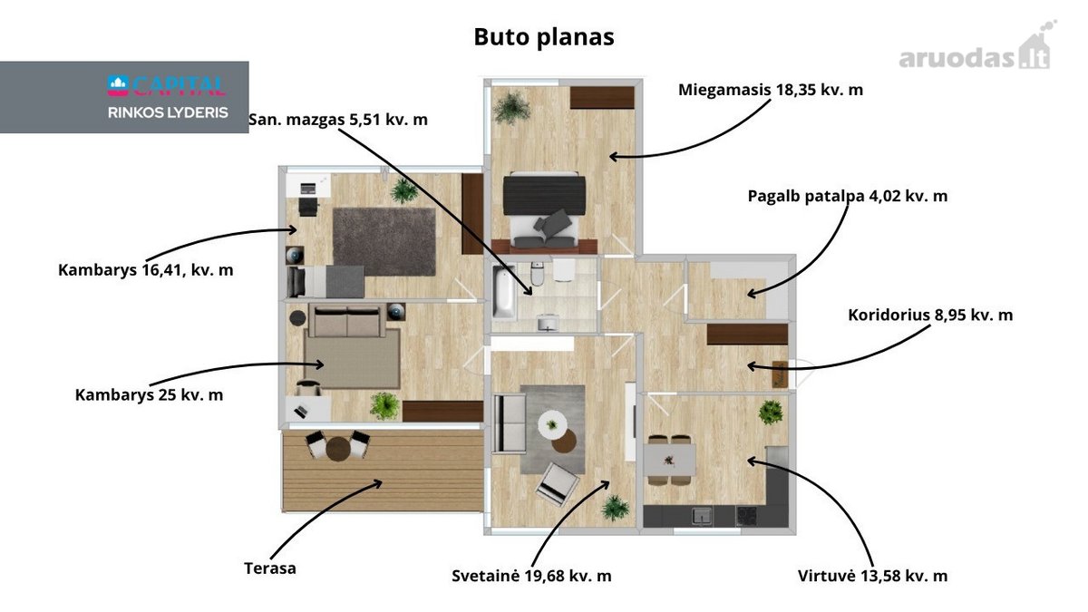 Parduodamas Itin Erdvus 4 Kambarių Butas - nuotraukos Nr. 28