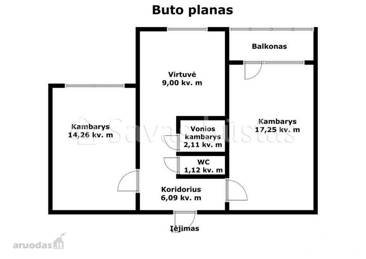 Parduodamas 2 kambarių butas 2 - ame aukšte, - nuotraukos Nr. 19