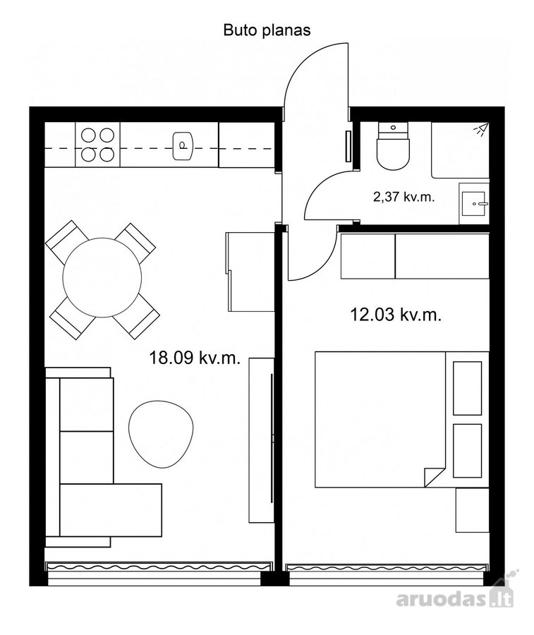 Parduodamas Naujai Įrengtas 2 Kambarių Butas - nuotraukos Nr. 27