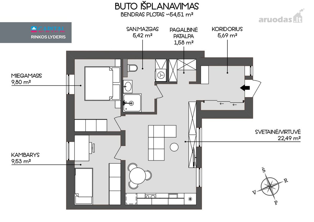 Parduodamas Išskirtinis 3 Kambarių Butas Su - nuotraukos Nr. 34
