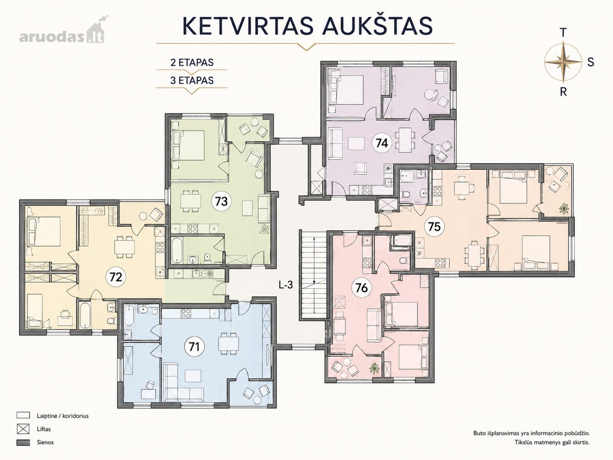 Parduodamas 43 Kv. M Butas Su Terasa Naujos - nuotraukos Nr. 16