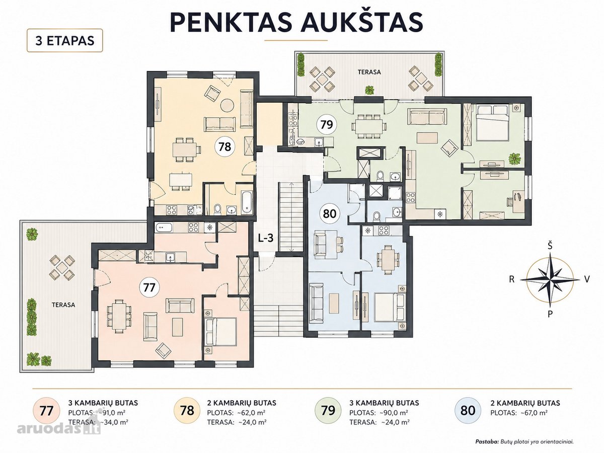 Parduodamas 43 Kv. M Butas Su Terasa Naujos - nuotraukos Nr. 17