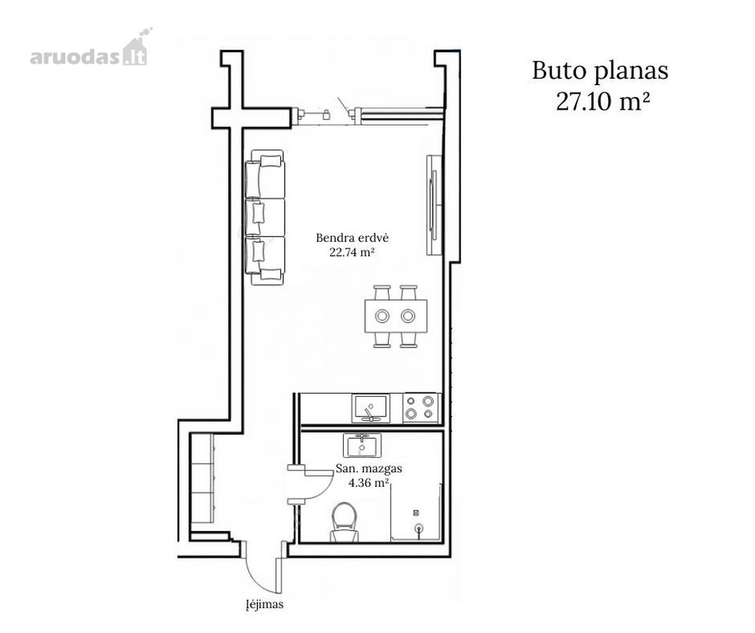 Parduodamas jaukus ir stilingas 1 kambario - nuotraukos Nr. 21