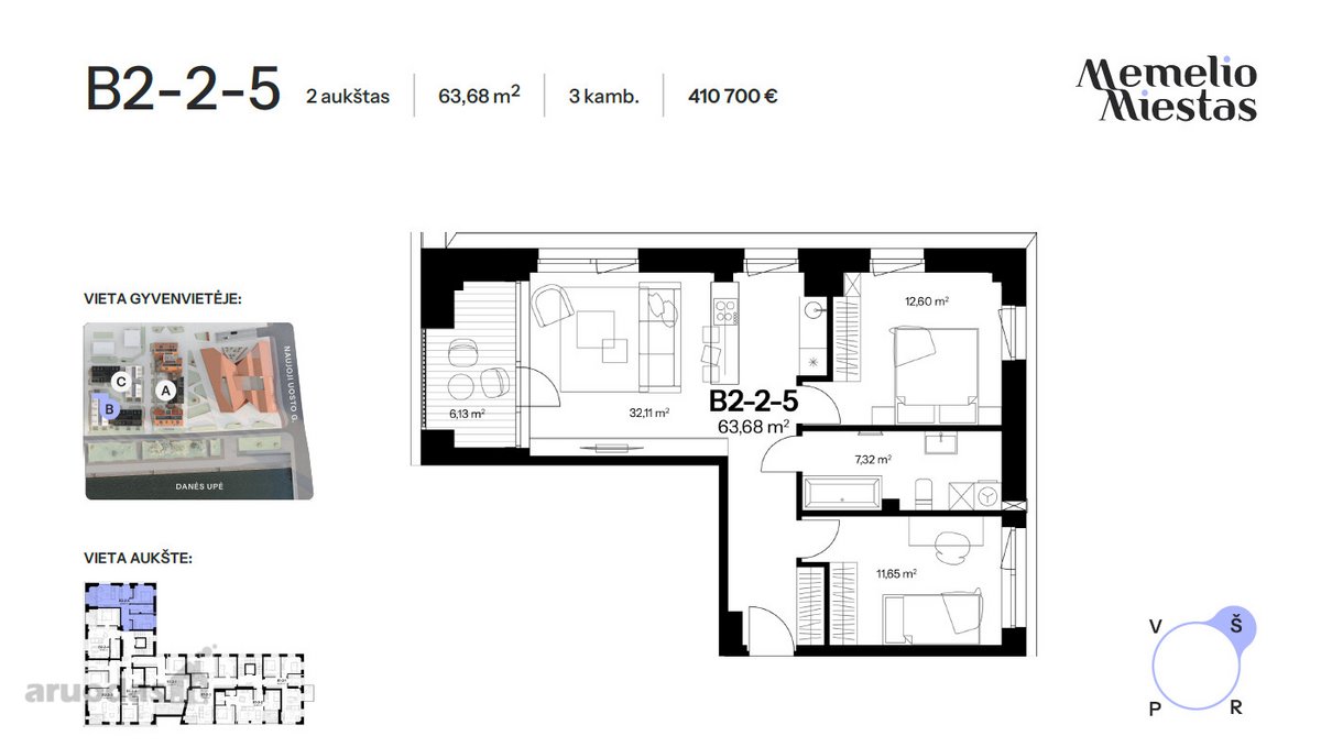 „Memelio mieste“ parduodamas 63,68 m² - nuotraukos Nr. 10