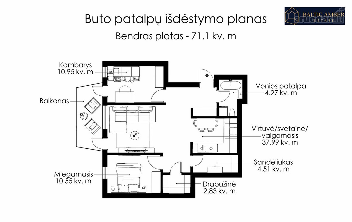Parduodamas Moderniai Įrengtas 3 Kambarių - nuotraukos Nr. 29