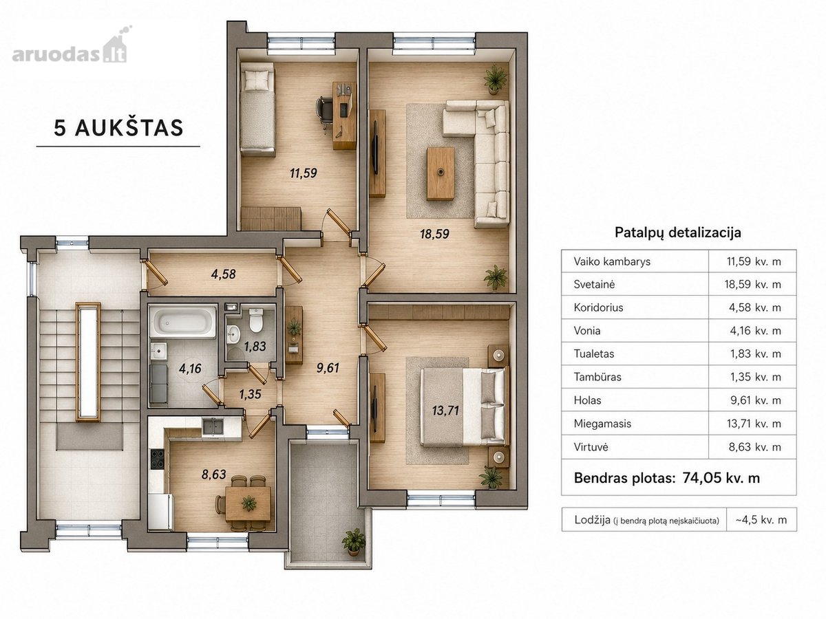 Parduodamas Erdvus 3 K. Butas Kniaudiškių G. - nuotraukos Nr. 44