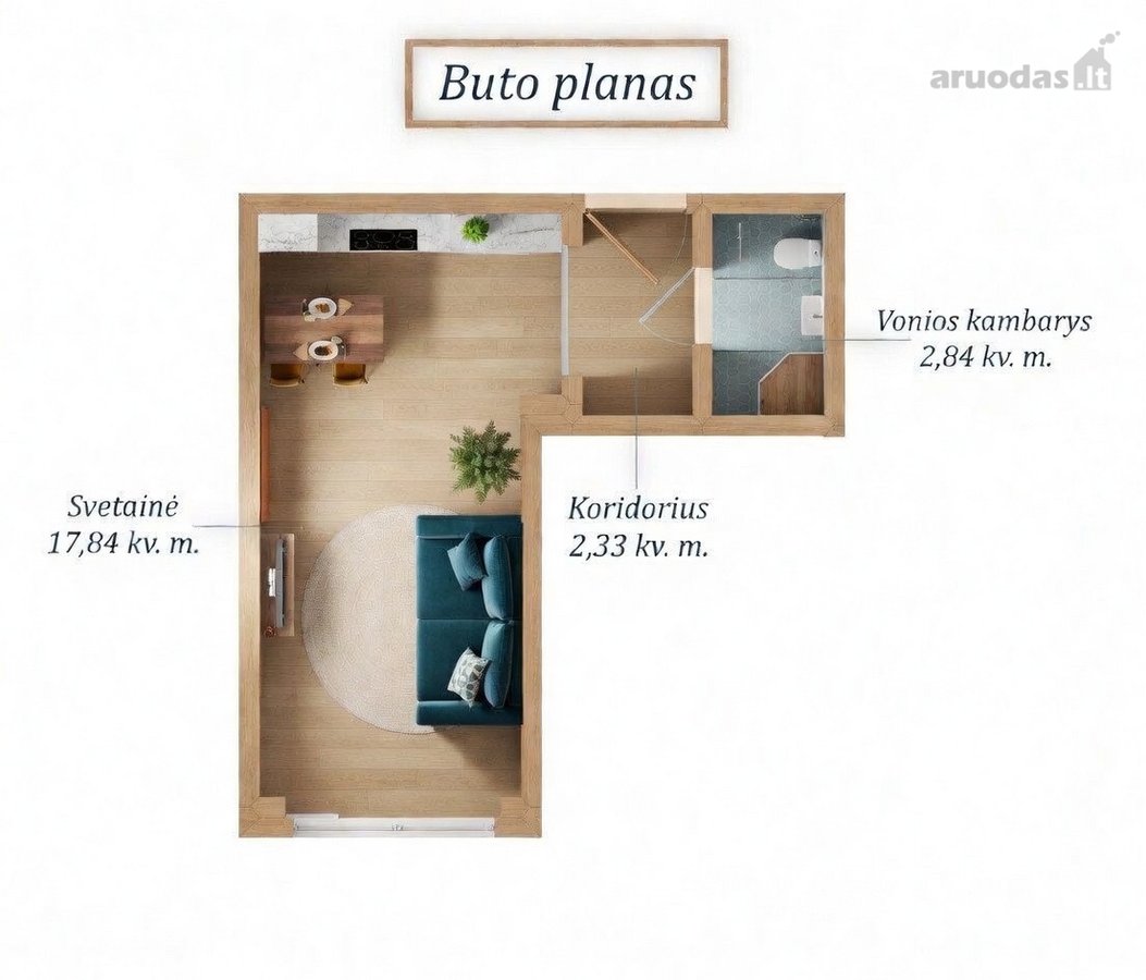 1 kambario loftas - Vilnius, Aukštieji - nuotraukos Nr. 2