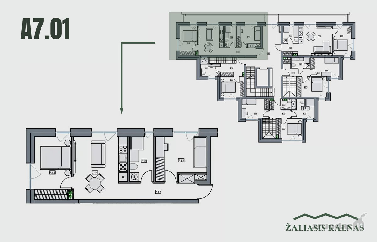 Vienintelis likęs projekto apartamentas su - nuotraukos Nr. 26