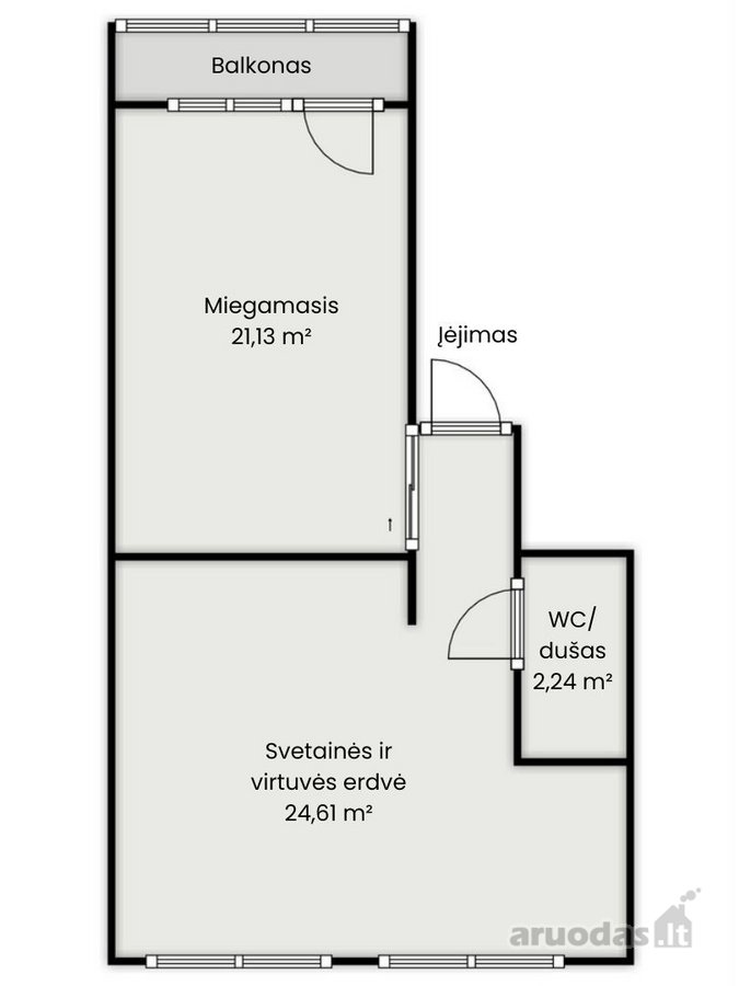 Parduodamas įrengtas 2 kambarių butas pačioje - nuotraukos Nr. 21