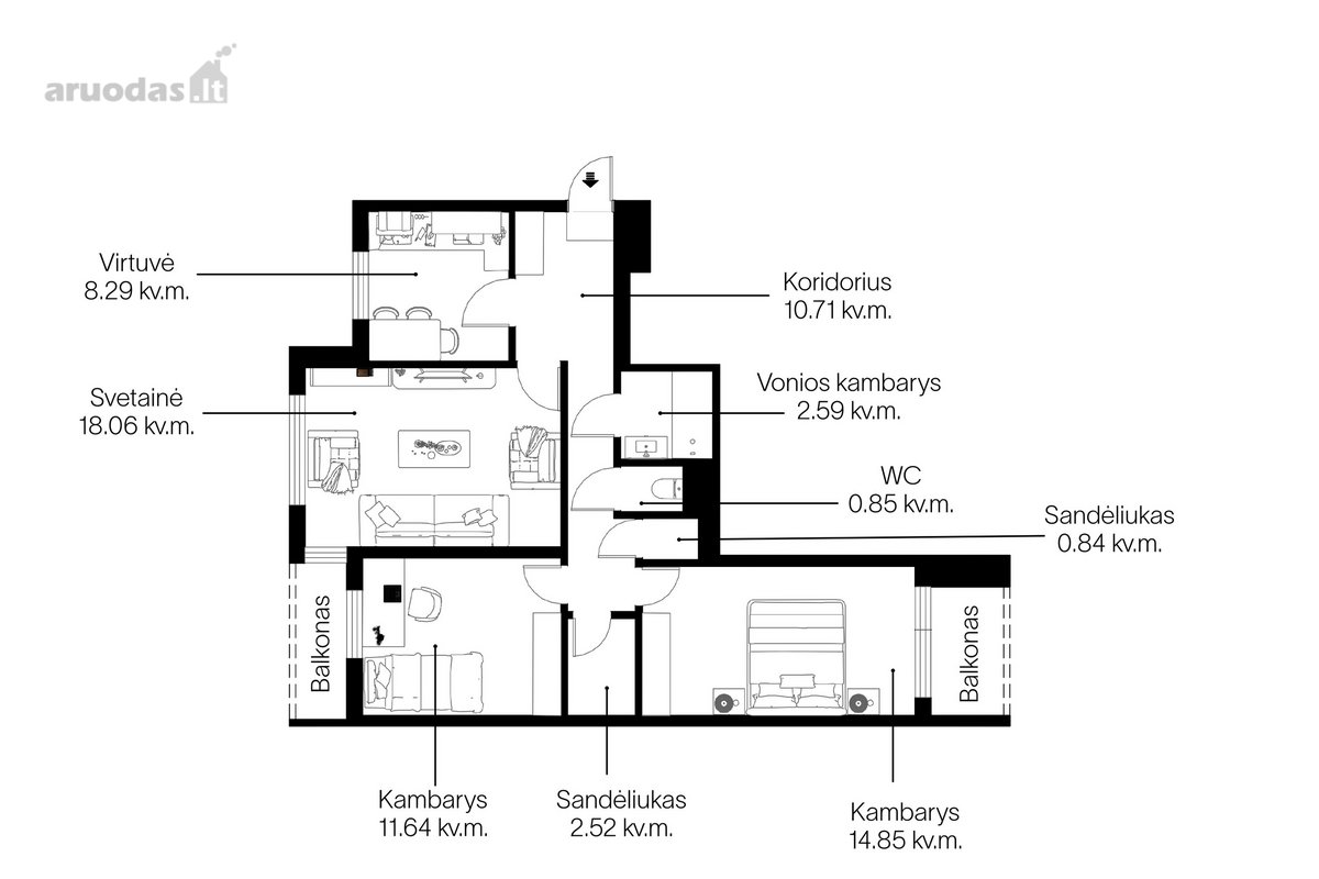 Parduodamas Erdvus 3 Kambarių Butas Pilaitėje - nuotraukos Nr. 28
