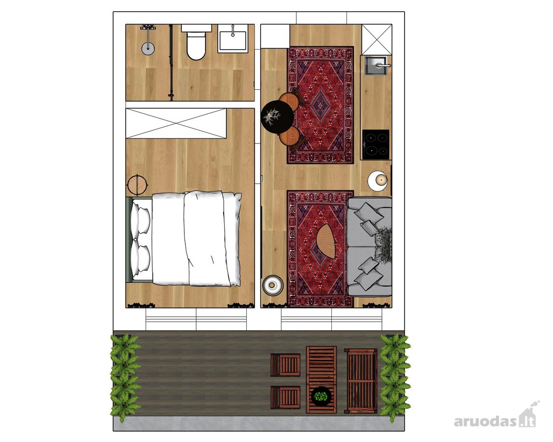 Modernus 2 kambarių butas su privačia terasa - nuotraukos Nr. 10