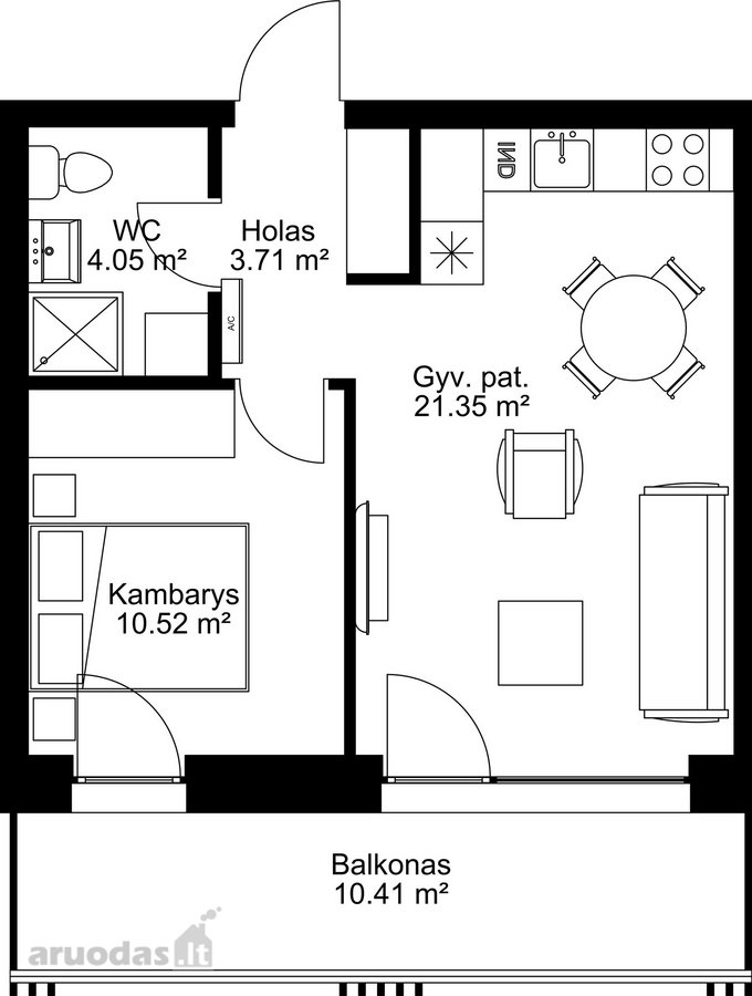 Skelbime nurodytas butas Nr. B5.3 - nuotraukos Nr. 3